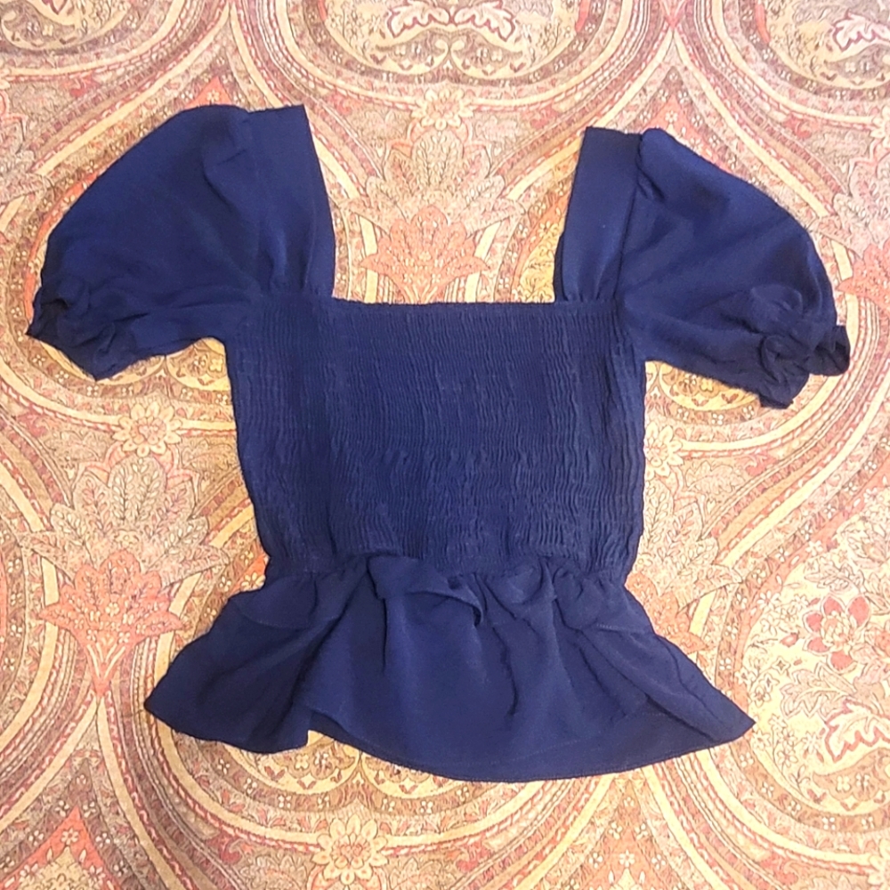 Square neck peplum blouse